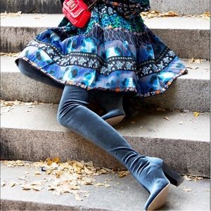 ZARA BLUE VELVET THIGH HIGH BOOTS